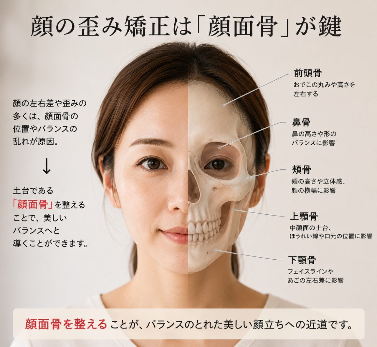 顔の歪み矯正は「顔面骨」が鍵_顔ドック 林 幸千代